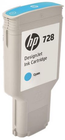 Картридж HP F9K17A (HP 728) для DesignJet T730, T830. Голубой. 300 мл.