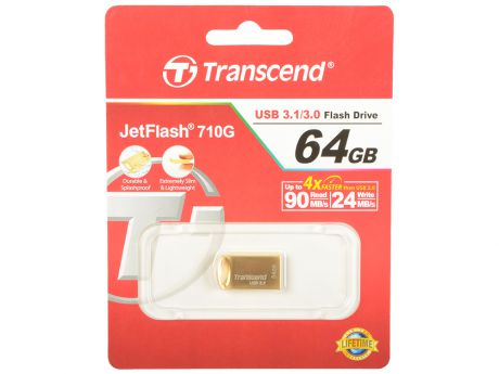 Флешка USB 64Gb Transcend JetFlash 710S TS64GJF710G золотистый