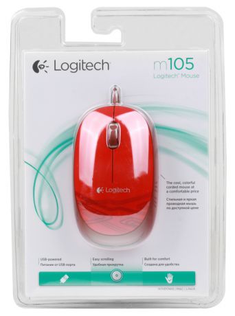 Мышь (910-003118) Logitech Mouse M105 Red