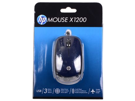 Мышь HP X1200 Wired Blue Mouse (H6F00AA#ABB)