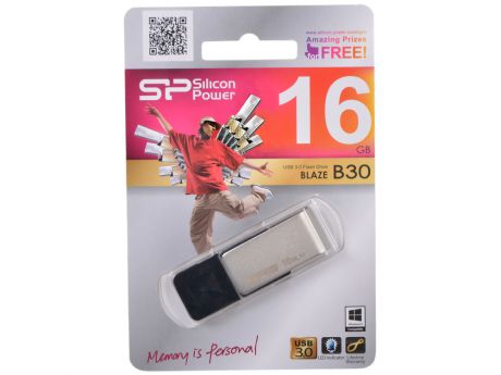 USB флешка Silicon Power Blaze B30 16GB Black SP016GBUF3B30V1K USB 3.0