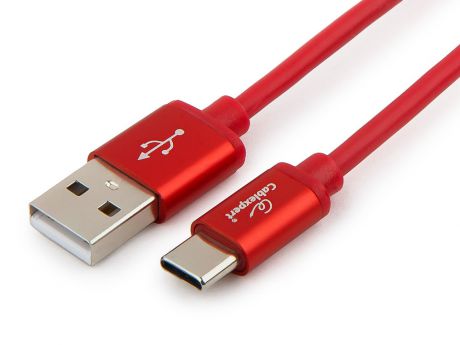 Cablexpert Кабель USB 2.0 CC-S-USBC01R-3M, AM/Type-C, серия Silver, длина 3м, красный, блистер