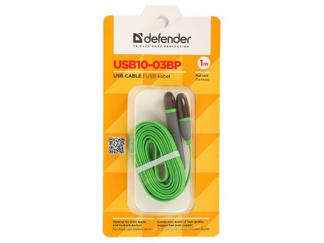 USB кабель USB10-03BP зеленый MicroUSB+Lightning 1м
