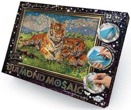 Набор креативного творчества ДАНКО-ТОЙС Diamond Mosaic - "Тигры" от 9 лет