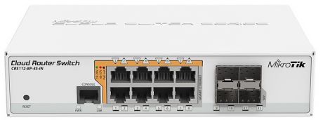 Коммутатор MikroTik CRS112-8P-4S-IN 8xGigabit LAN PoE-out, 4xSFP
