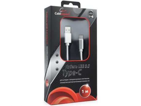 Кабель USB 3.0 Cablexpert, AM/Type-C, серия Platinum, длина 1м, серебро, блистер