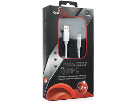 Кабель USB 3.0 Cablexpert, AM/Type-C, серия Platinum, длина 1.8м, серебро, блистер
