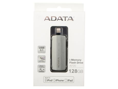 USB флешка A-Data i-Memory AI720 128Gb Grey (AAI720-128G-CGY) USB 3.1 / 90 МБ/cек / 20 МБ/cек
