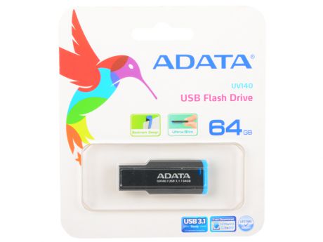 USB флешка A-Data UV140 64GB Black Blue (AUV140-64G-RBE) USB 3.0