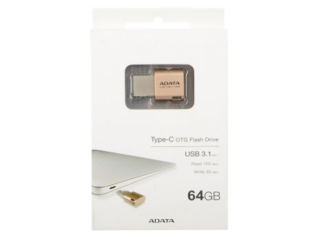 USB флешка A-Data Choice UC350 64Gb Gold (AUC350-64G-CGD) USB3.1/Type-C / 100 МБ/cек / 30 МБ/cек