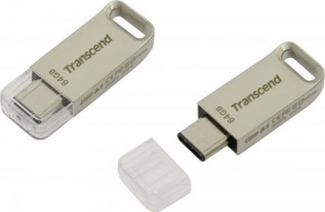 Флешка USB 64Gb Transcend JetFlash 850 OTG TS64GJF850S серебристый USB 3.0/ Type-C