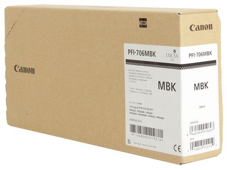 Картридж Canon PFI-706 MBK для плоттера iPF8400SE/8400S/8400/9400S/9400. Матовый чёрный. 700 мл.