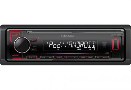 Автомагнитола Kenwood KMM-204 USB MP3 FM RDS 1DIN 4х50Вт черный