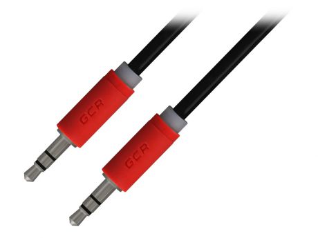 Greenconnect Кабель аудио 1.0m jack 3,5mm/jack 3,5mm черный, красные коннекторы, ультрагибкий, 28 AW