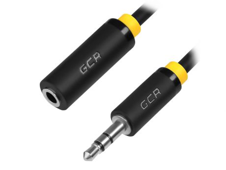 Greenconnect Удлинитель аудио 2.0m jack 3,5mm/jack 3,5mm черный, желтая окантовка, 28 AWG, AM/AF, эк