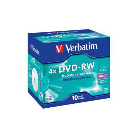 Оптический диск DVD-RW VERBATIM 4.7Гб 4x, 1шт., 43486/43485, jewel case