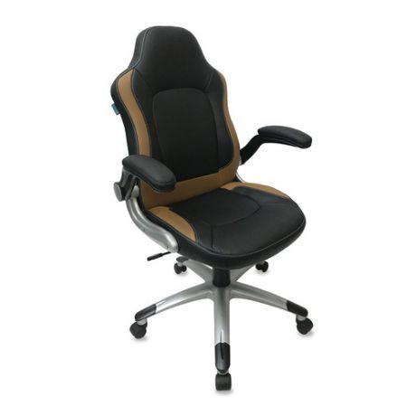 Кресло руководителя Бюрократ CH-825A/BLACK+BG вставки бежевый сиденье черный искусственная кожа (пла