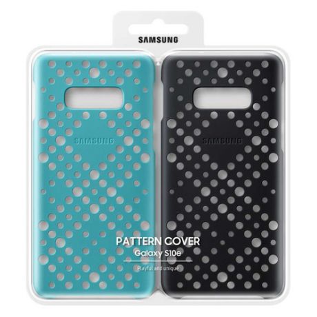 Чехол (клип-кейс) SAMSUNG Pattern Cover, для Samsung Galaxy S10e, черный/зеленый [ef-xg970cbegru]