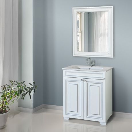Мебель для ванной Атолл Мальта белый глянец патина серебро