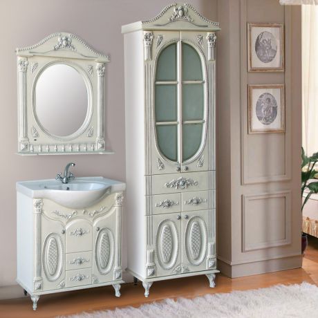 Мебель для ванной Атолл Наполеон 287 белый жемчуг патина серебро