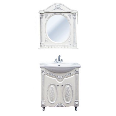 Мебель для ванной Атолл Наполеон 265 белый жемчуг патина серебро