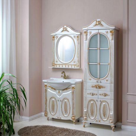 Мебель для ванной Атолл Наполеон 275 белый жемчуг патина золото