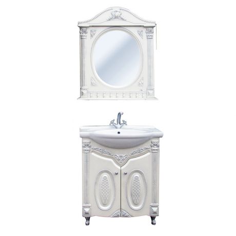 Мебель для ванной Атолл Наполеон 275 белый жемчуг патина серебро