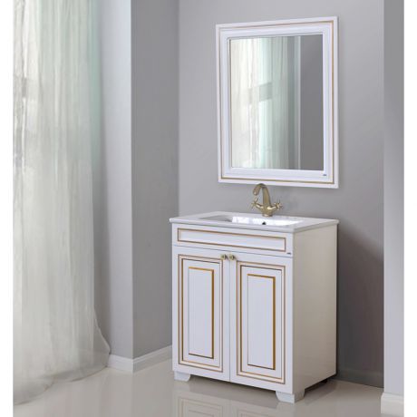 Мебель для ванной Атолл Мальта белый глянец патина золото