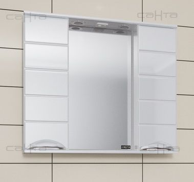 Зеркальный шкаф 80х72 см белый глянец Санта Родос 106017