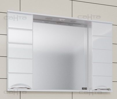 Зеркальный шкаф 100х72 см белый глянец Санта Родос 106018