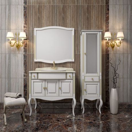 Комплект мебели белый золотая патина 100 см Opadiris Лаура LAURA100KOMBOXWB