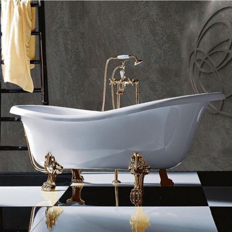 Ванна из литого мрамора золотые лапы 176х80 см Tiffany World TW176bi/oro