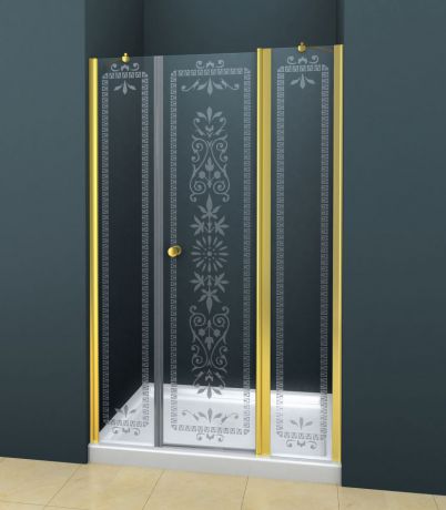 Душевая дверь распашная Cezares Royal Palace 215 см прозрачное с матовым узором ROYAL PALACE-A-B-13-100+60/60-CP-G