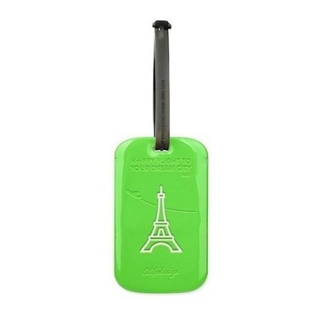 Бирка для багажа "Paris", зеленая
