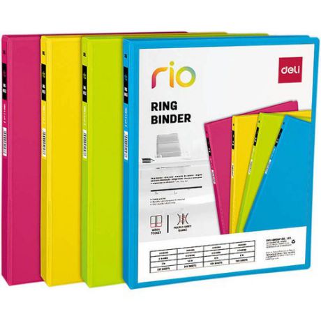 Папка на 2-х D-кольцах "Rio EB10100" A4, в ассортименте