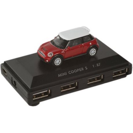 Разветвитель USB Flash "Hub Mini Cooper S" красный
