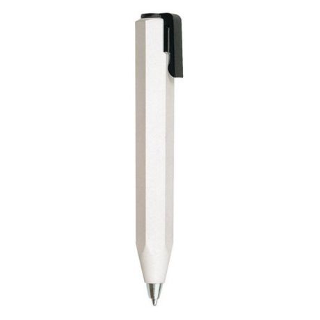 Шариковая ручка белая с черным зажимом