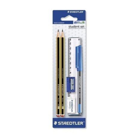 Карандаш чернографитный "Noris 120", 2 шт .+ ластик, точилка, ручка, линейка 15 см
