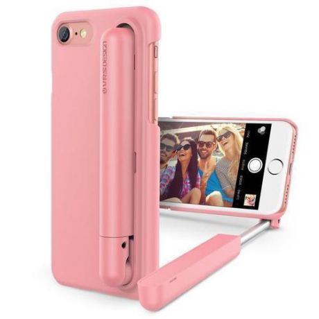 Чехол для iPhone 7, со встроенной селфи-палкой, розовый