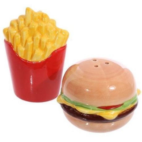 Солонка и перечница "Fast Food Burger and Chips Salt and Pepper Set"