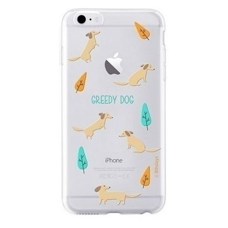 Чехол для iPhone 6/6S "Pet Town greedy dog", прозрачно-бежевый