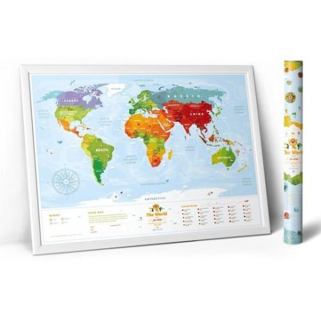Интерактивная карта мира Travel Map "Kids Sights", с набором карточек