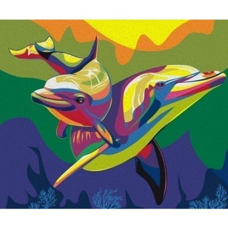 Раскраска по номерам "Радужные дельфины"