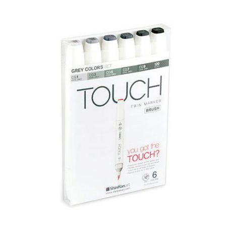 Набор "Brush" Touch Twin", 6 цветов, серые тона