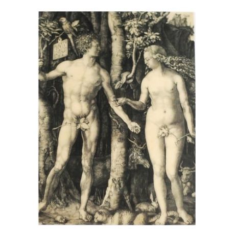 Открытка стерео-варио "Адам и Ева"