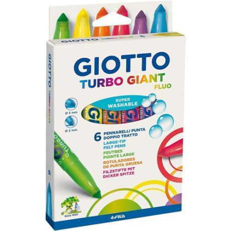 Фломастеры утолщенные "Turbo Giant Fluo", 6 цветов