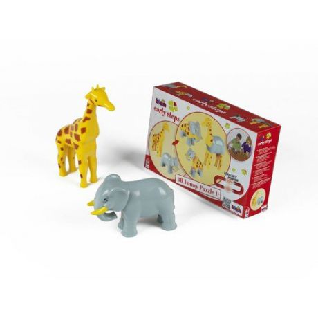 Магнитные пазлы 2 в 1 "Жираф и слон"