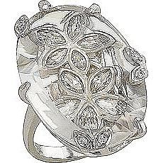 Кольцо Цветы с кристаллом swarovski и фианитами из серебра