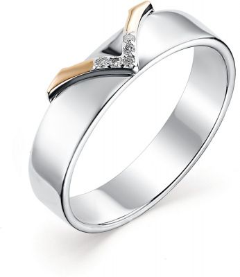 Кольцо с 5 бриллиантами из серебра и золота