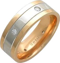 Кольцо с 6 бриллиантами из комбинированного золота